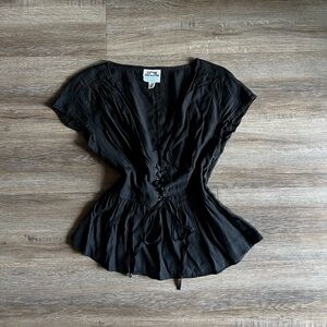 Future Collective Black Lace-Up Corset Blouse